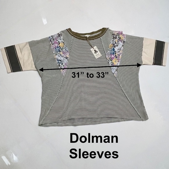 EASEL “Great Vibes” Mixed Print Relaxed & Stretchy Fit Top Defined Seams Details - Picture 13 of 15